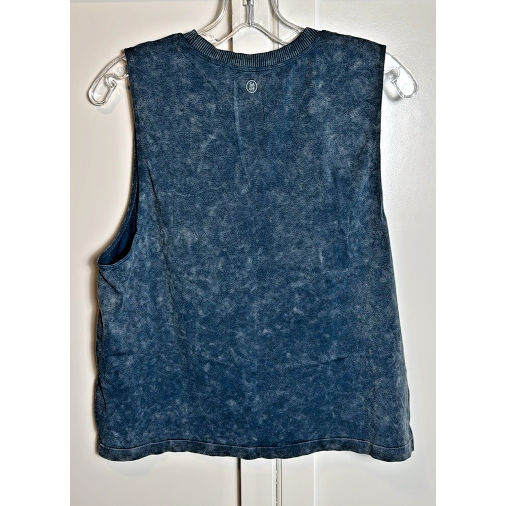 Sage Collective Women Blue Acid Wash Cutout Tank Workout Athleisure Size L - Picture 4 of 12